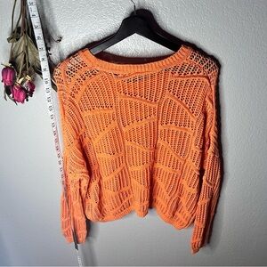 Sparkle & Fade Women's | Tangerine Summer Open Knit Pullover Sweater, sz XS, EUC